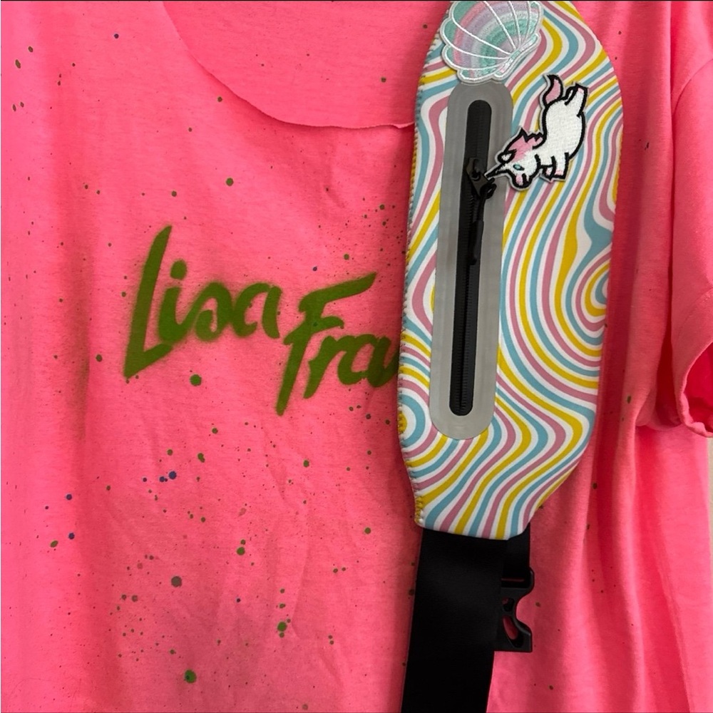 Lisa Frank Neon Pink Tee with Swirl Bag
